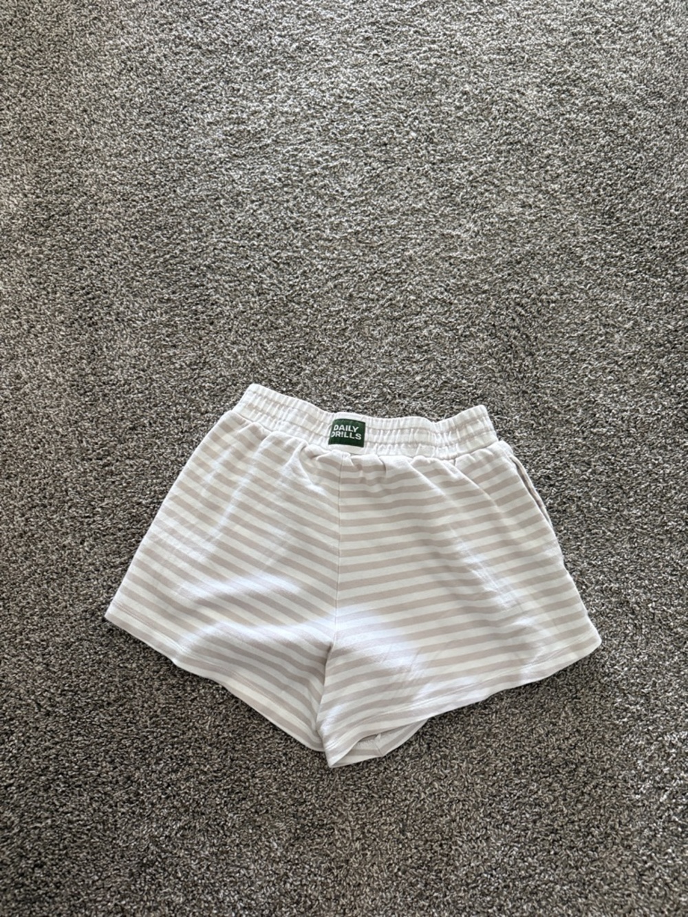Daily Drills Women's Striped Lounge Athletic Shorts White & tan size medium/lg